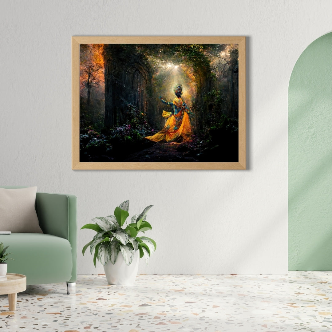 Lord Krishna Wall Art Poster 300GSM Matte Laminated 12x18 My Store