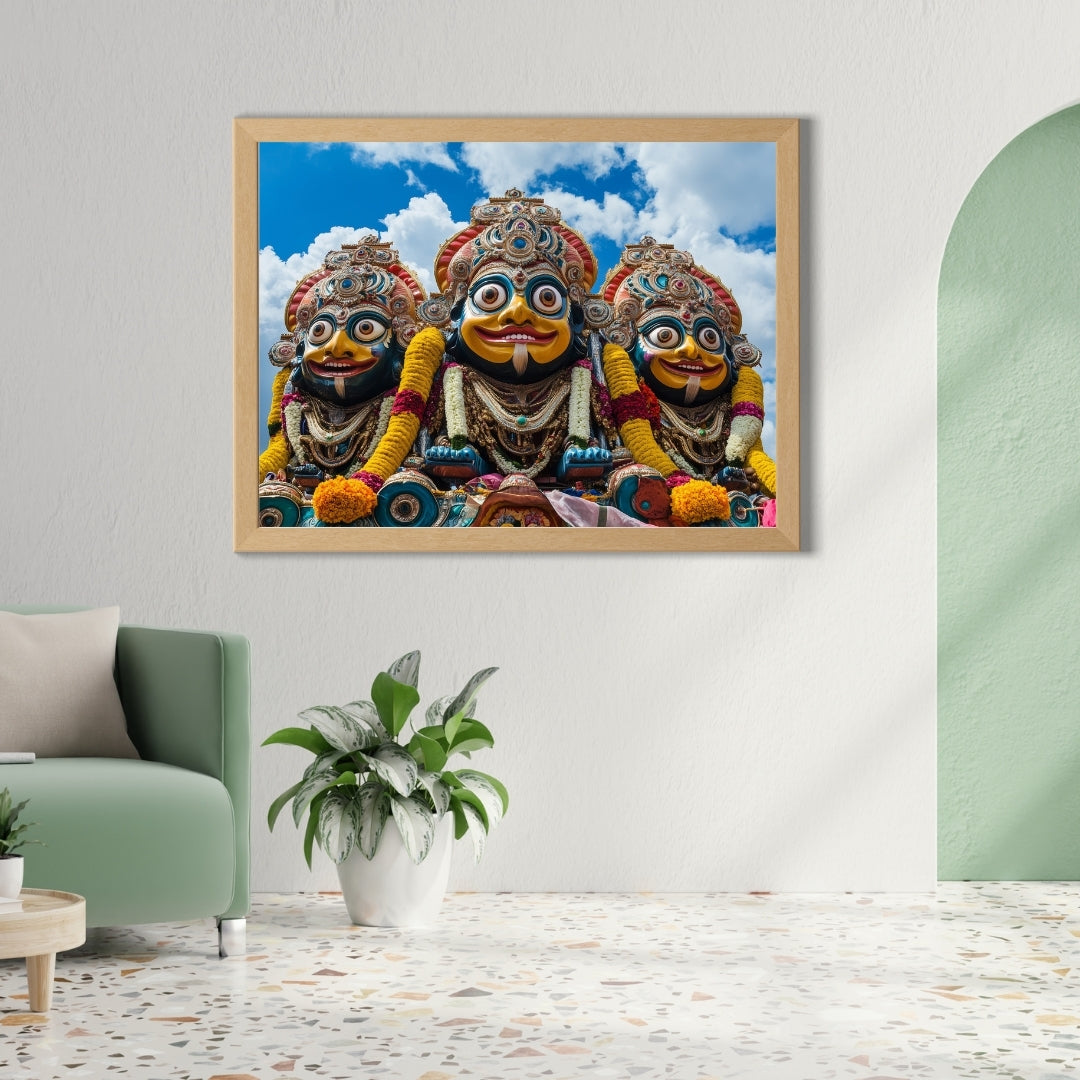 Glorious Jagannath ji with Siblings Wall Poster 300GSM 18X12 Glossy My Store