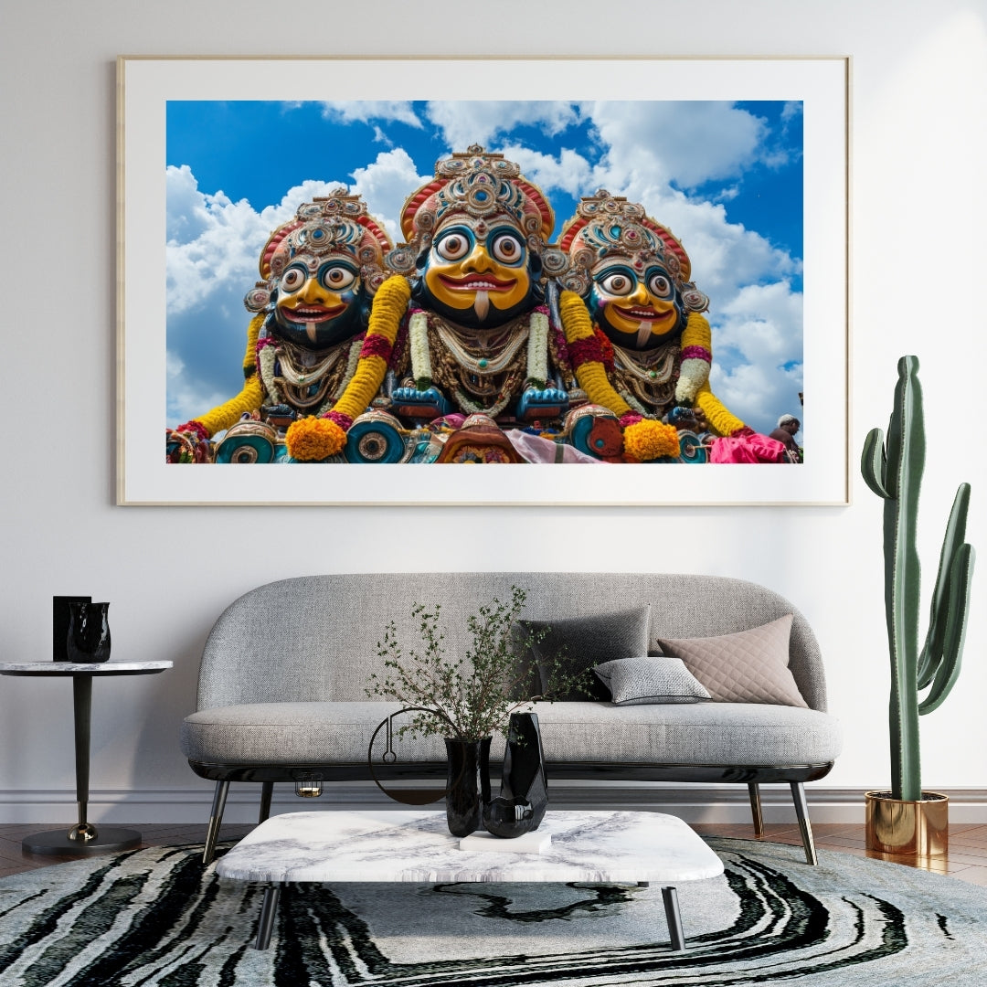 Glorious Jagannath ji with Siblings Wall Poster 300GSM 18X12 Glossy My Store