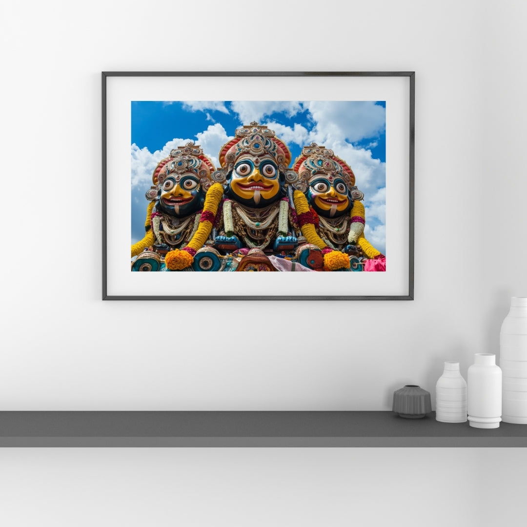 Glorious Jagannath ji with Siblings Wall Poster 300GSM 18X12 Glossy My Store