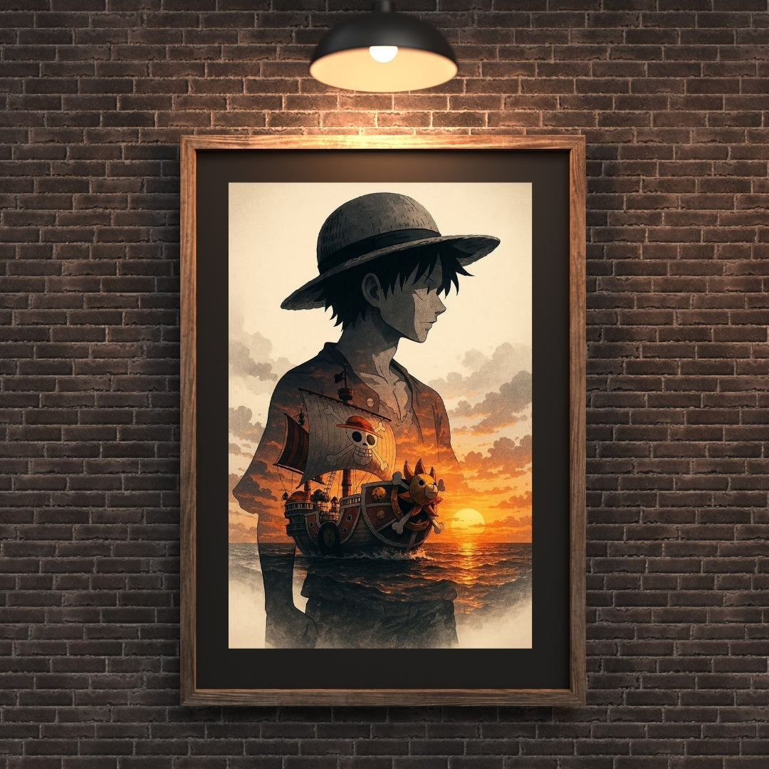 Madskraft One Piece - Luffy & Thousand Sunny Ship Poster Mads Kraft