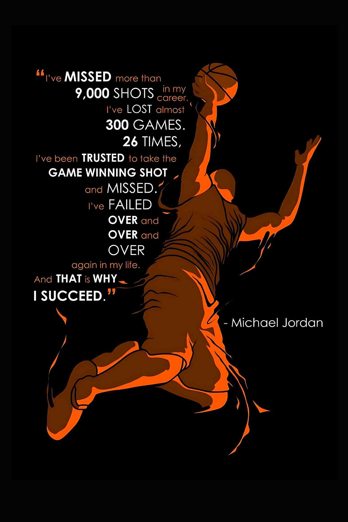 Madskraft "I’VE FAILED OVER AND OVER… AND THAT IS WHY I SUCCEED" – Michael Jordan Poster Mads Kraft