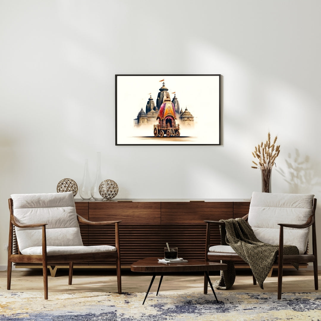 Jagannath Temple with Chariot Aesthetic Wall Poster 300GSM Glossy Mads Kraft