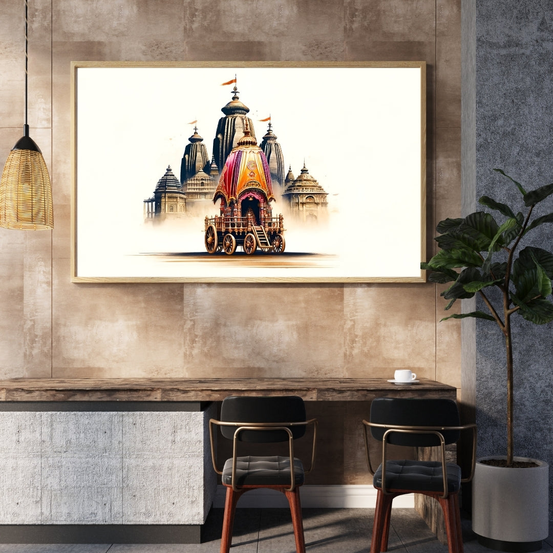 Jagannath Temple with Chariot Aesthetic Wall Poster 300GSM Glossy Mads Kraft
