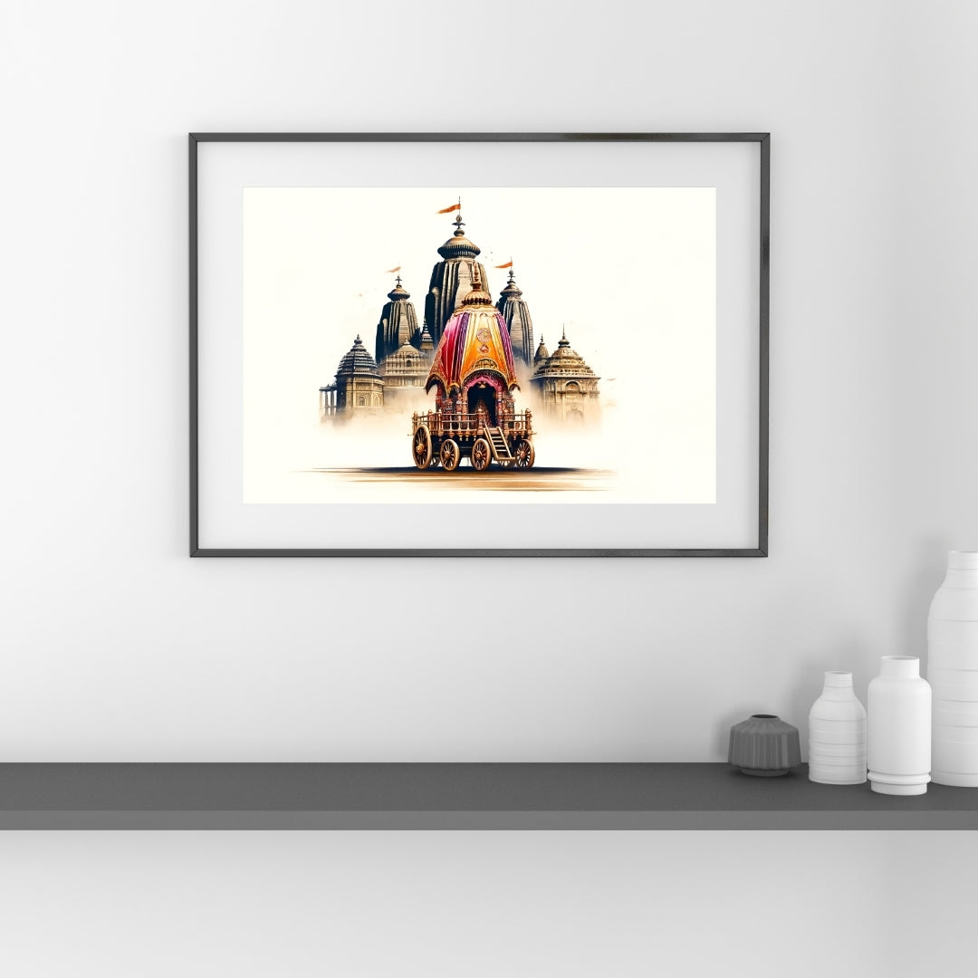 Jagannath Temple with Chariot Aesthetic Wall Poster 300GSM Glossy Mads Kraft