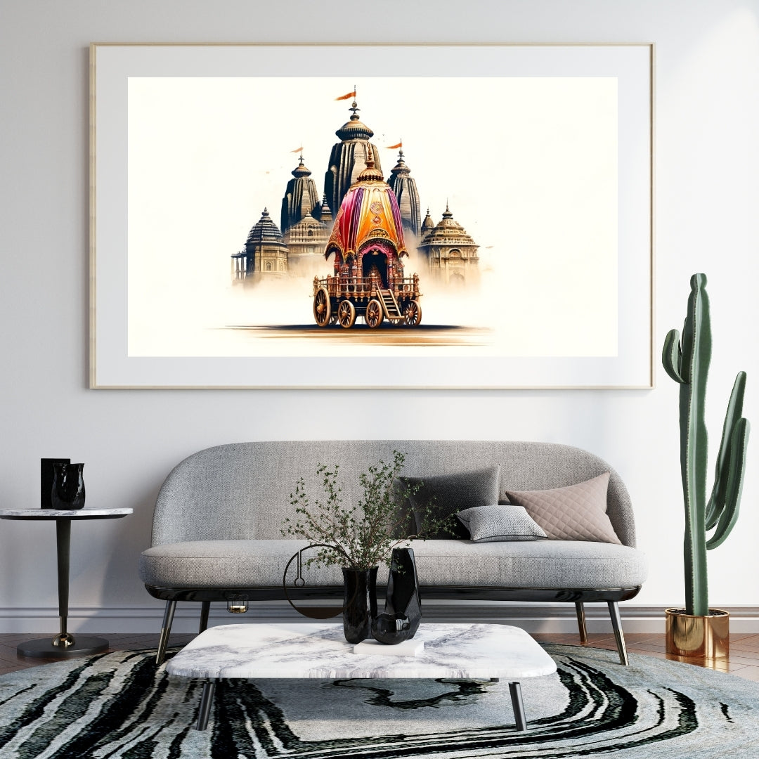 Jagannath Temple with Chariot Aesthetic Wall Poster 300GSM Glossy Mads Kraft