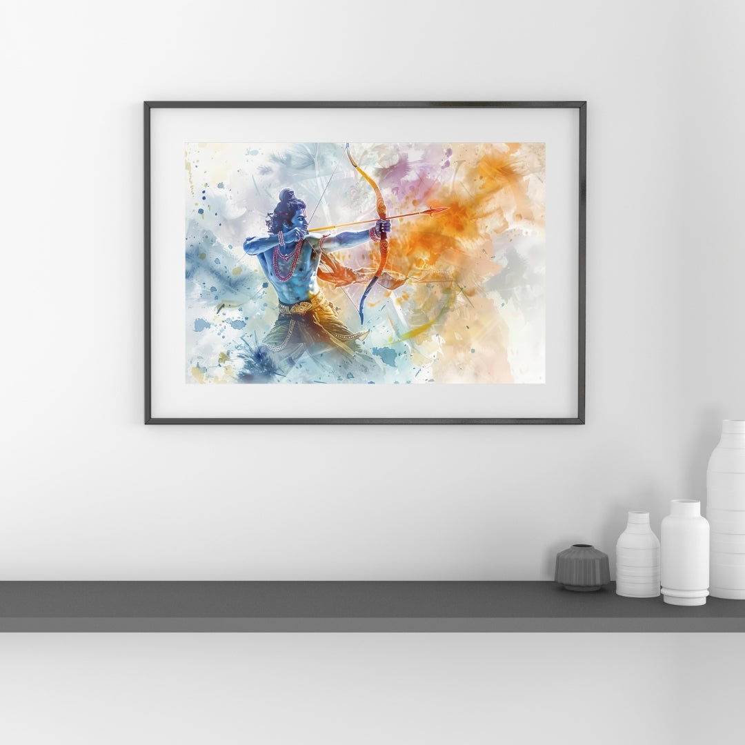 Lord Ram With Dhanush Wall Art Poster 300GSM Glossy Laminated My Store