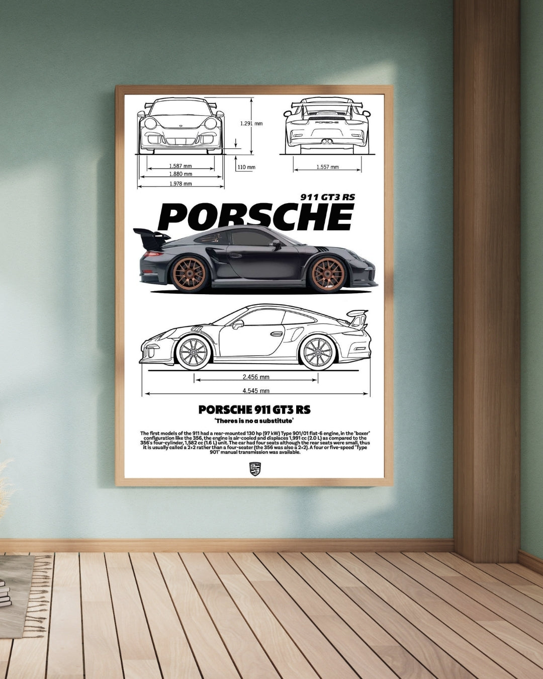 Madskraft Porsche 911 GT3 RS Blueprint Poster Mads Kraft