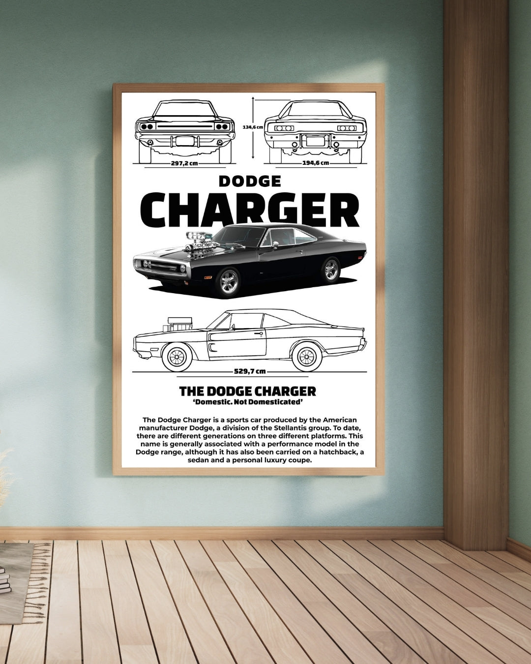 Madskraft Dodge Charger R/T Blueprint Poster Mads Kraft