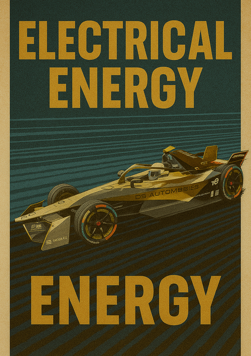 "Electrical Energy" Formula 1 Poster – Futuristic Speed Meets Clean Power Mads Kraft