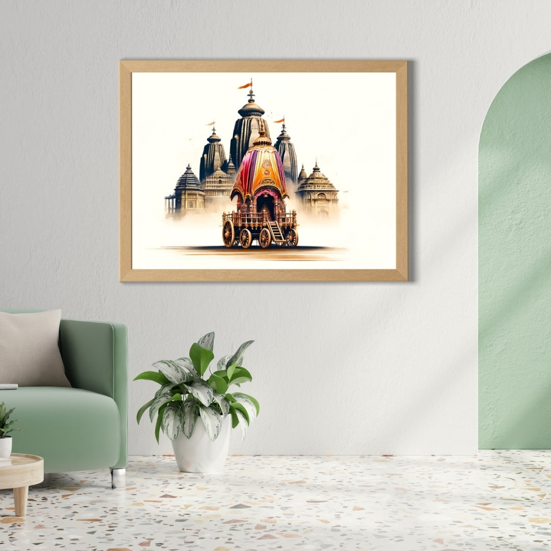 Jagannath Temple with Chariot Aesthetic Wall Poster 300GSM Glossy Mads Kraft