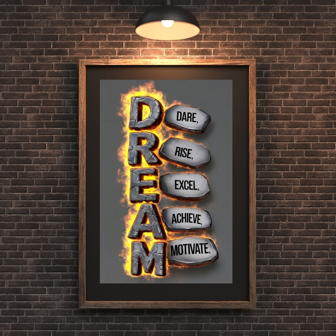Madskraft “D.R.E.A.M. – Dare, Rise, Excel, Achieve, Motivate” Motivational Wall Poster Mads Kraft
