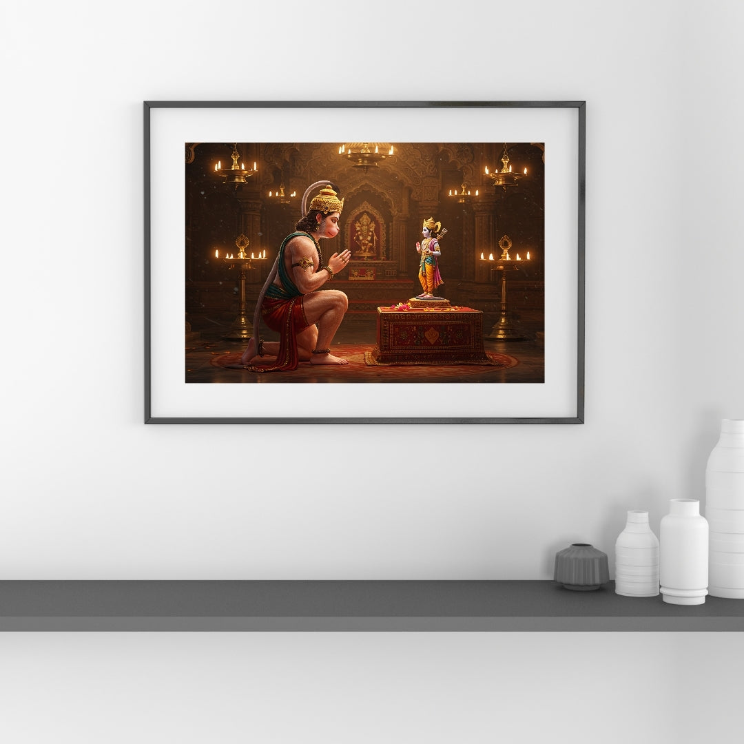 Hanuman Ji with Lord Rama Wall Poster 300GSM Glossy 12x18 My Store
