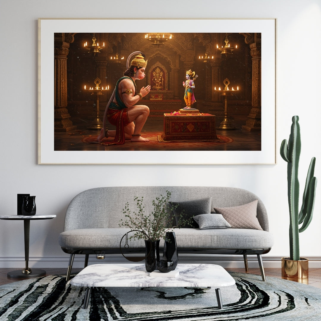 Hanuman Ji with Lord Rama Wall Poster 300GSM Glossy 12x18 My Store