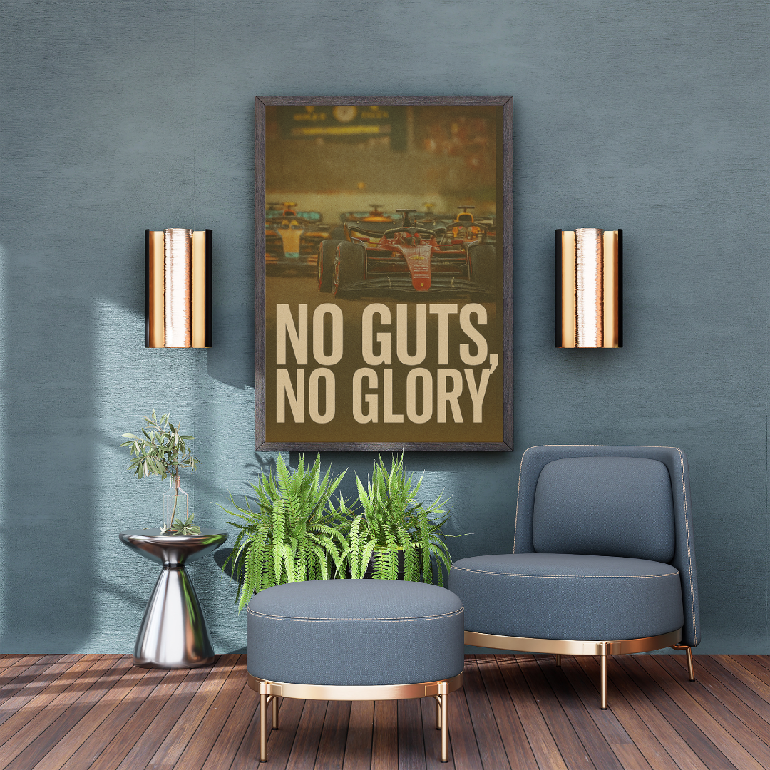 No Guts, No Glory" Racing Poster – Bold Motivation for Champions Mads Kraft