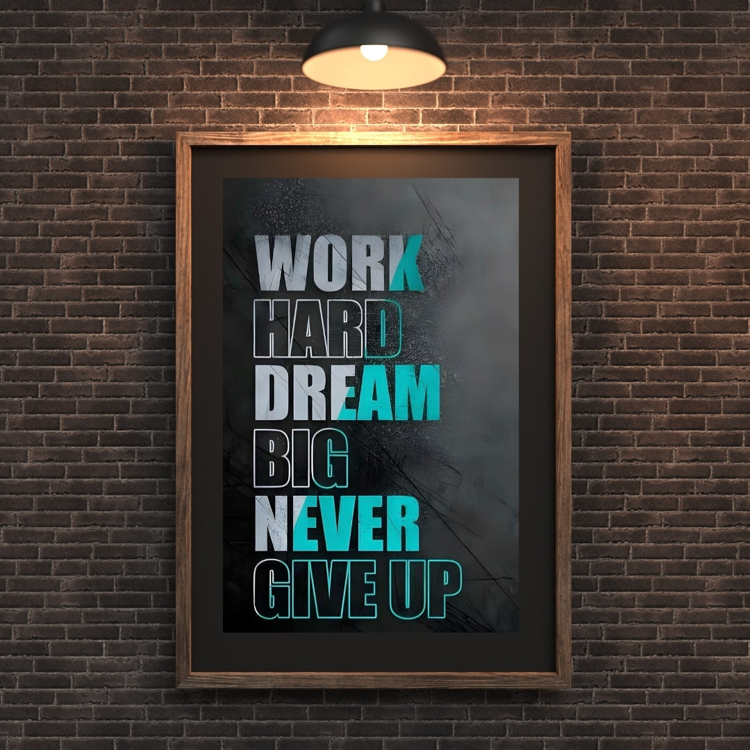 Madskraft “Work Hard, Dream Big, Never Give Up” Motivational Wall Poster Mads Kraft
