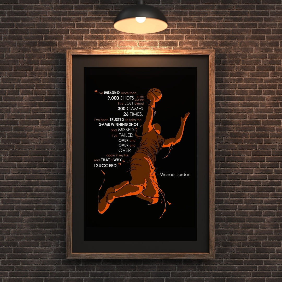 Madskraft "I’VE FAILED OVER AND OVER… AND THAT IS WHY I SUCCEED" – Michael Jordan Poster Mads Kraft