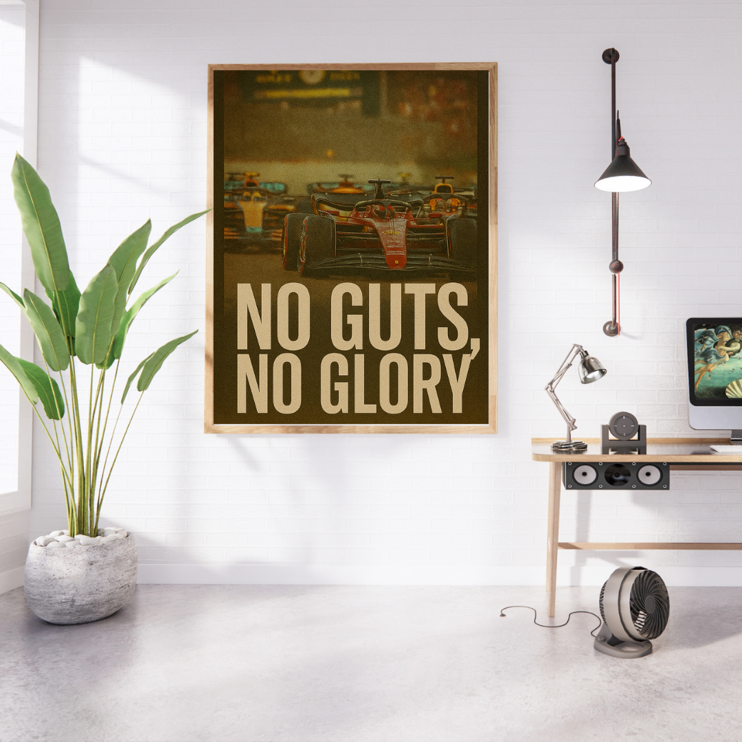 No Guts, No Glory" Racing Poster – Bold Motivation for Champions Mads Kraft