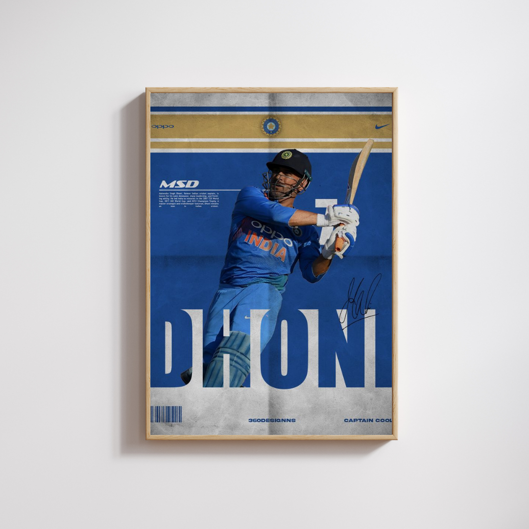 Madskraft MS Dhoni “Captain Cool” Cricket Poster Mads Kraft