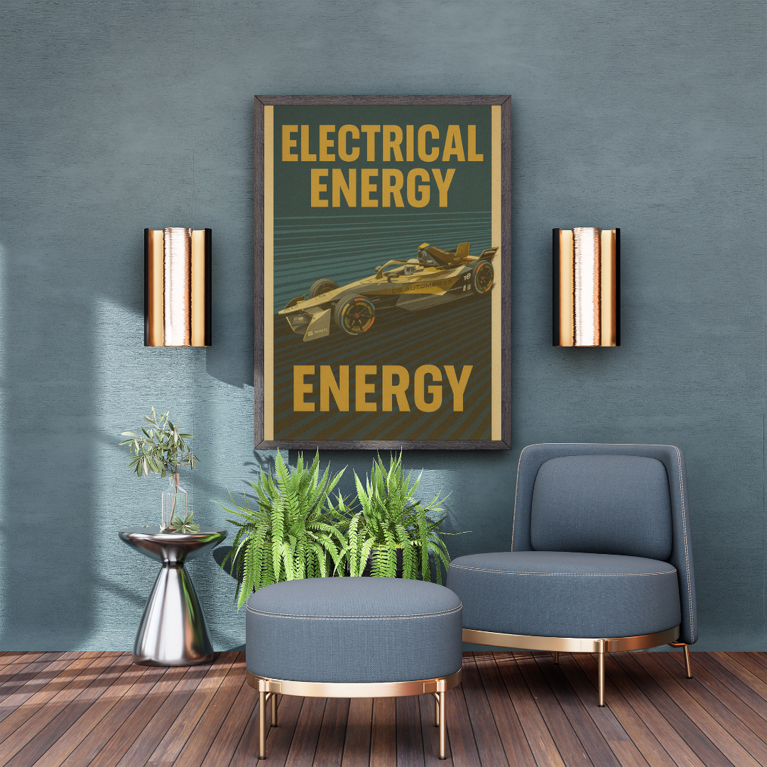"Electrical Energy" Formula 1 Poster – Futuristic Speed Meets Clean Power Mads Kraft