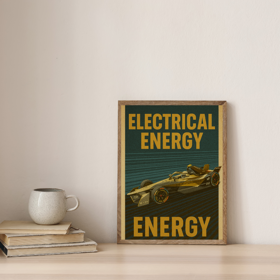 "Electrical Energy" Formula 1 Poster – Futuristic Speed Meets Clean Power Mads Kraft