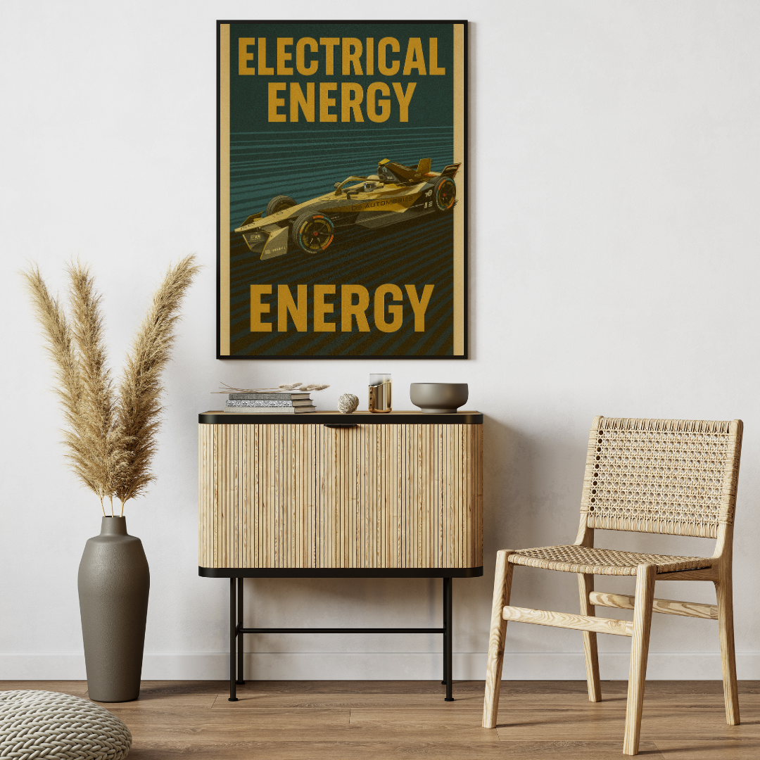 "Electrical Energy" Formula 1 Poster – Futuristic Speed Meets Clean Power Mads Kraft