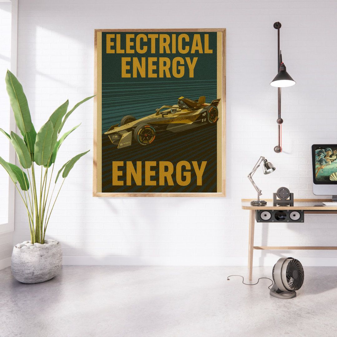 "Electrical Energy" Formula 1 Poster – Futuristic Speed Meets Clean Power Mads Kraft