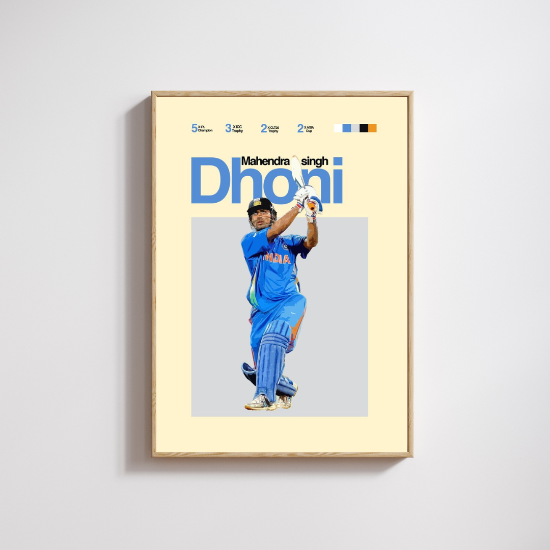 Madskraft MS Dhoni “Mahendra Singh” Cricket Poster Mads Kraft