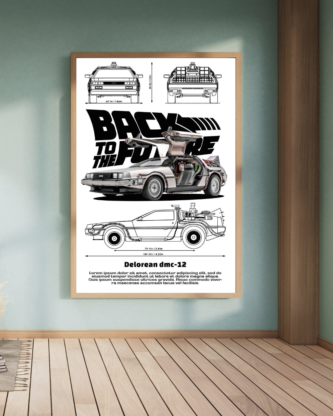 Madskraft "Back to the Future" DeLorean Blueprint Poster Mads Kraft