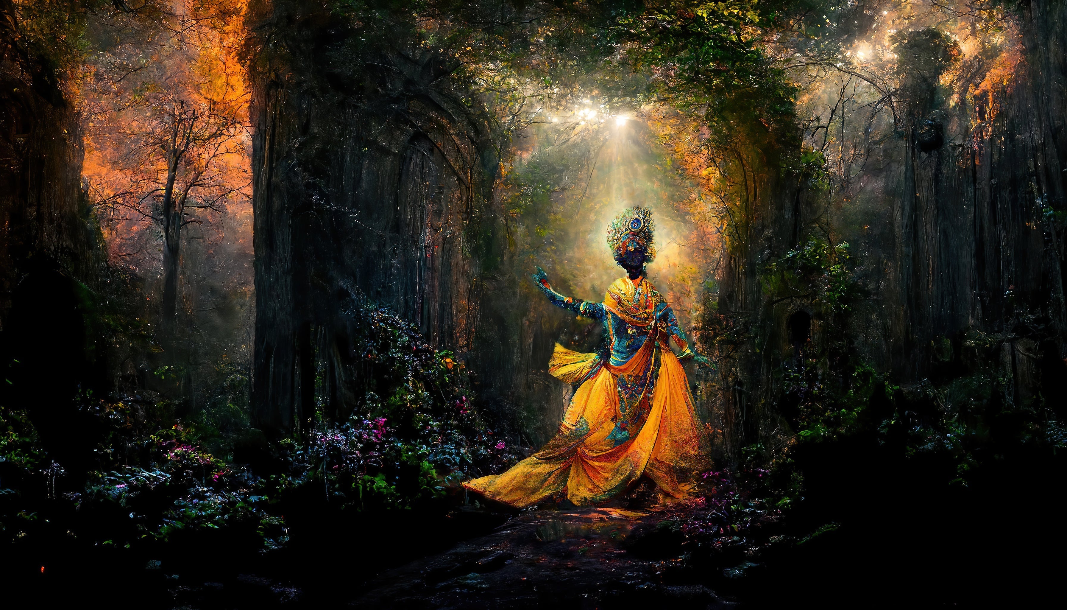 Lord Krishna Wall Art Poster 300GSM Matte Laminated 12x18 My Store