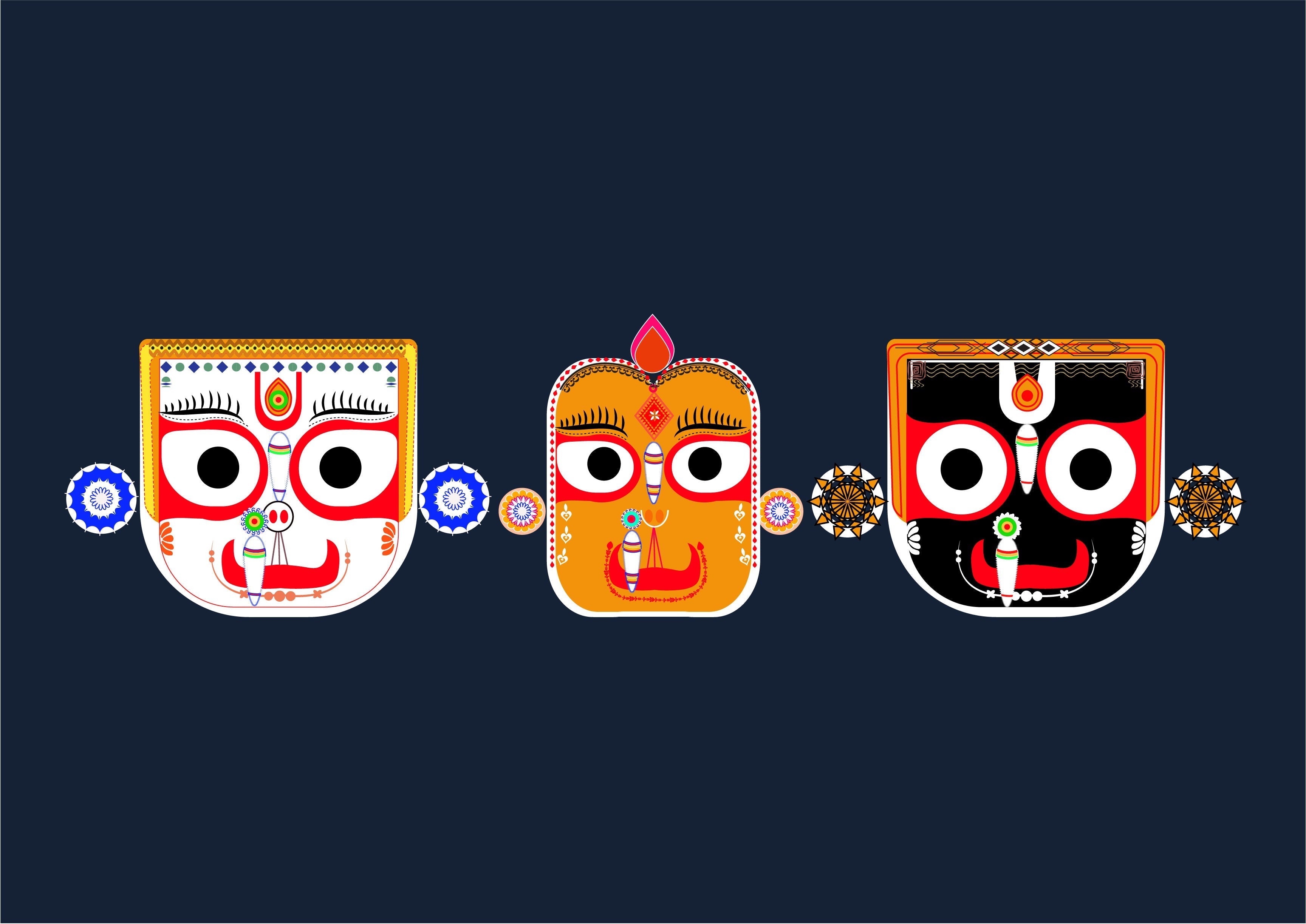 Jagannath Ji Aesthetic Wall Poster with Blue Background 300GSM Matte with Laminated My Store