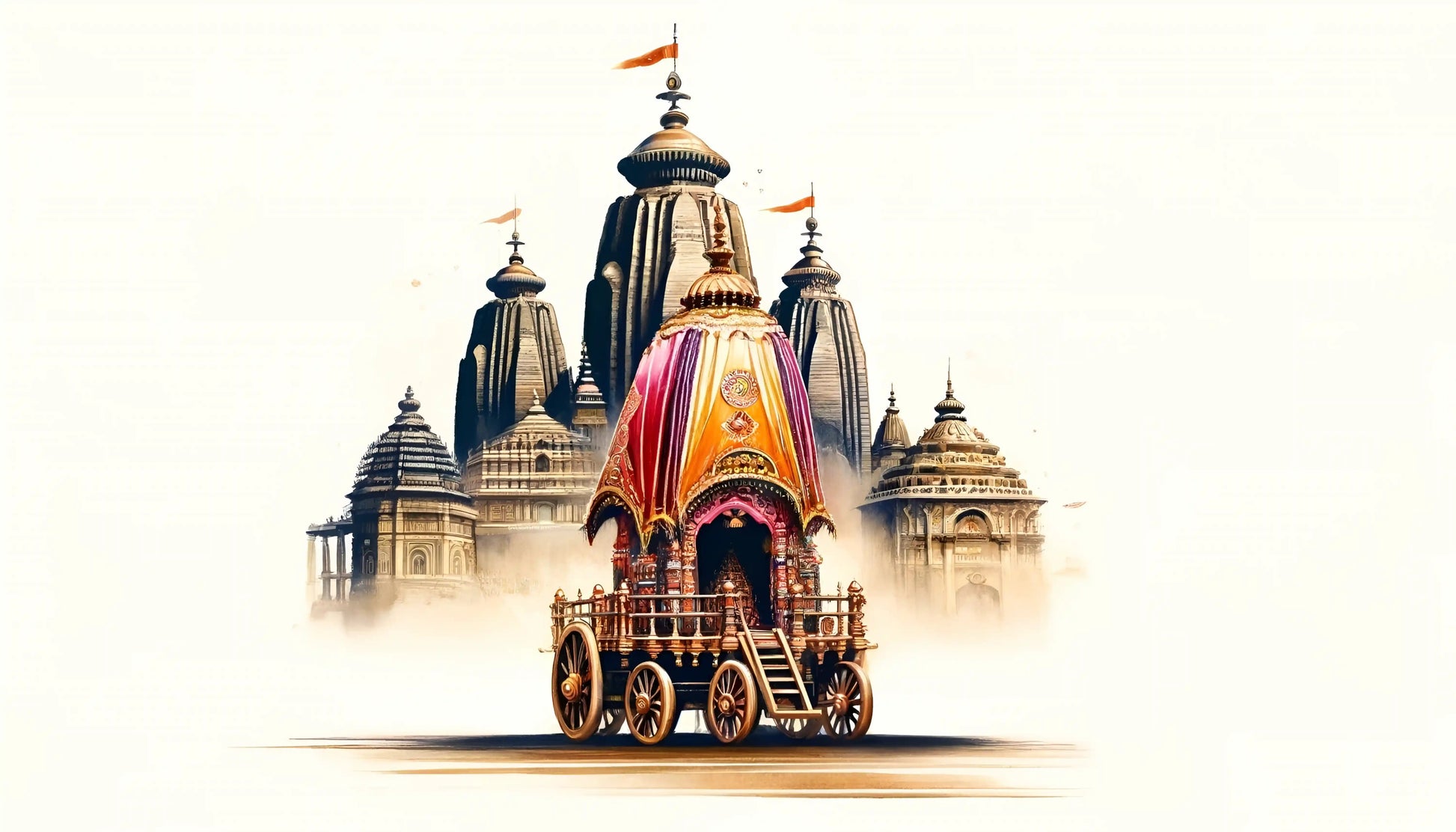 Jagannath Temple with Chariot Aesthetic Wall Poster 300GSM Glossy Mads Kraft