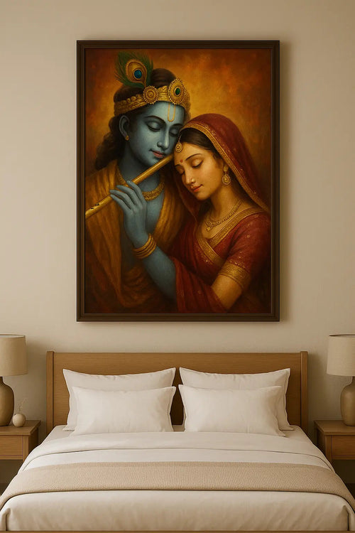 Blissful Radha Krishna Painting in Bedroom 300GSM Glossy Laminated Mads Kraft