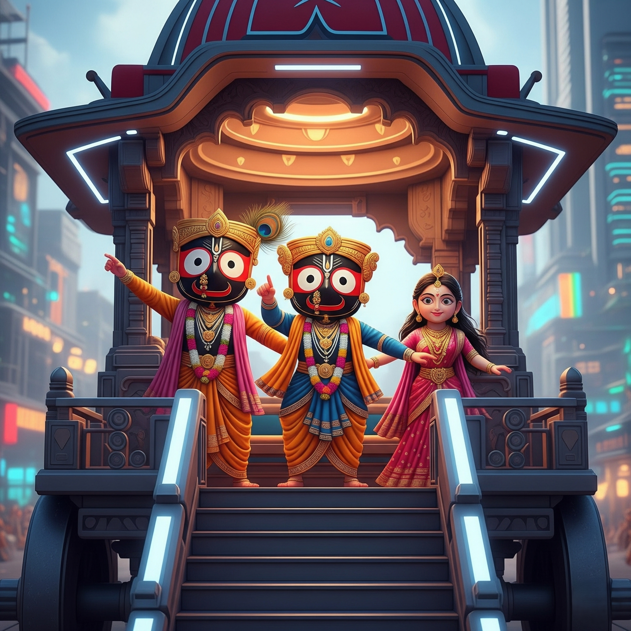 Modern Day Lord Jagannath Ji on Chariot Posters – Temple Wall Art | 300 GSM (1 Pc) My Store
