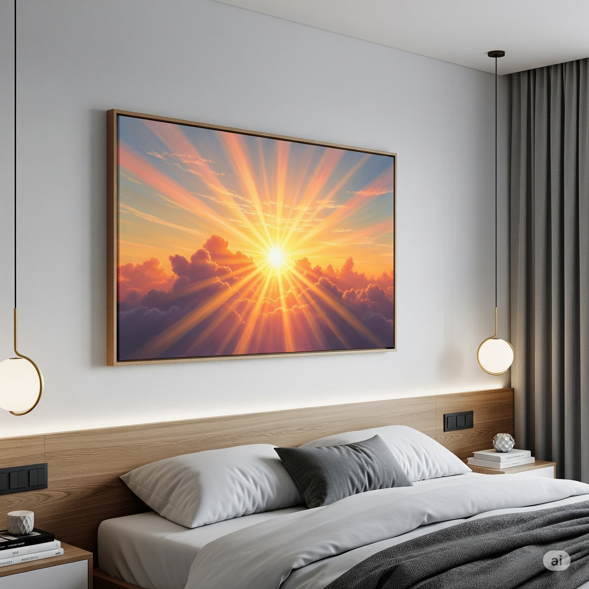 Rising Sun Painting Vastu Wall Poster 300GSM Glossy Laminated Mads Kraft
