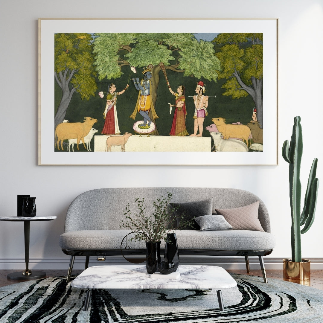 Madskraft "Krishna Entertains His Companions" – Divine Playfulness Poster Mads Kraft