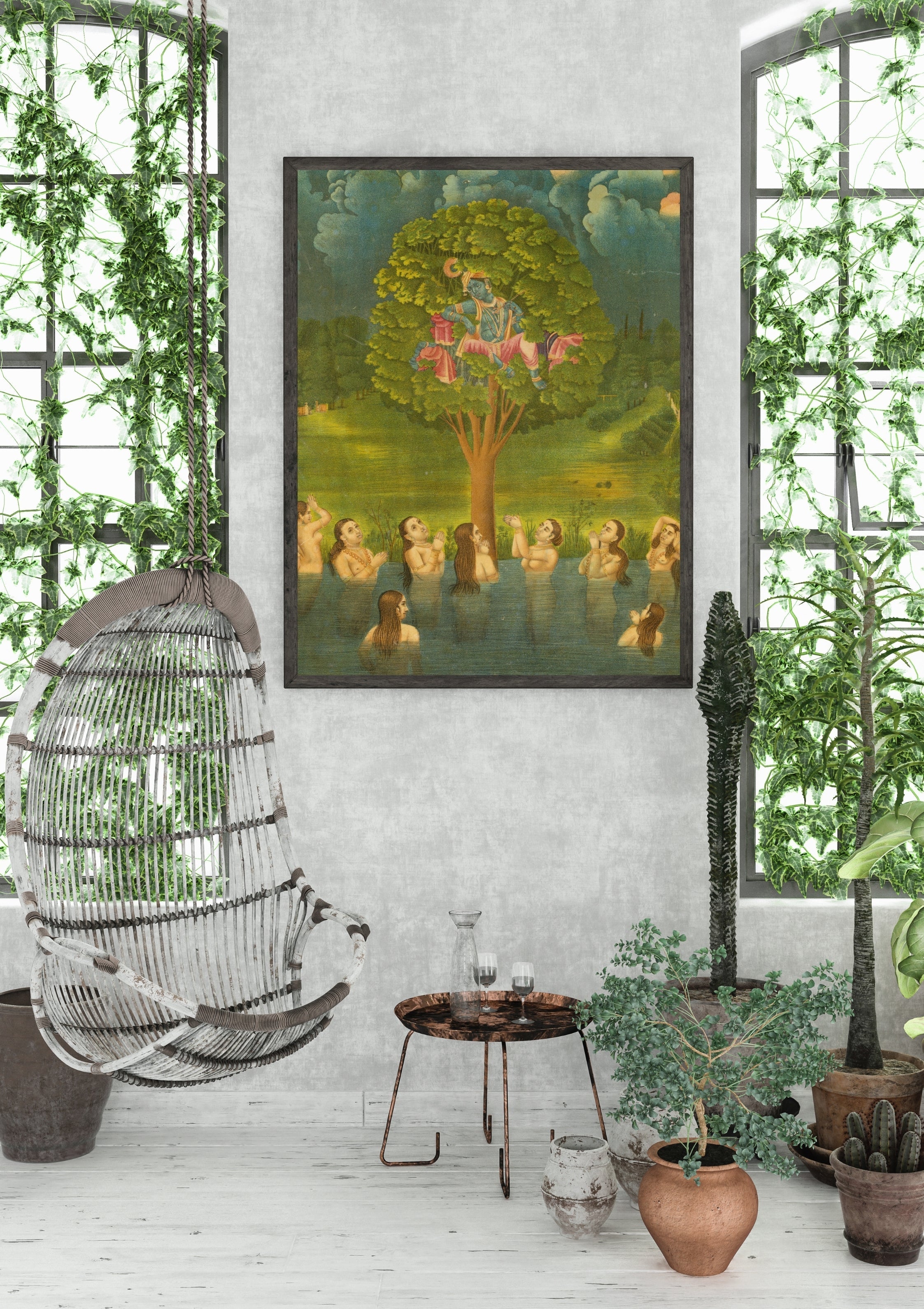 Madskraft "Krishna Steals the Clothes of the Gopis" – Leela of Divine Mischief Poster Mads Kraft