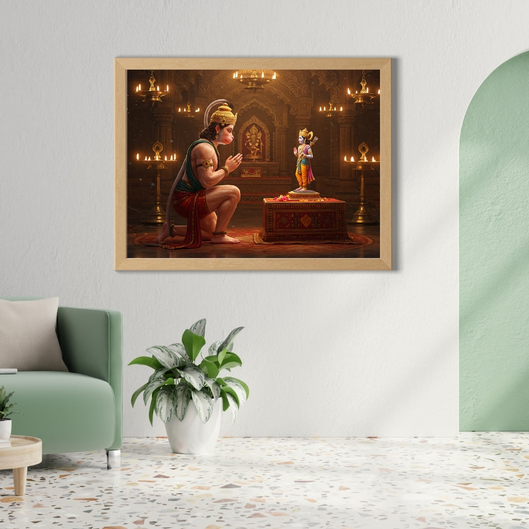 Hanuman Ji with Lord Rama Wall Poster 300GSM Glossy 12x18 My Store