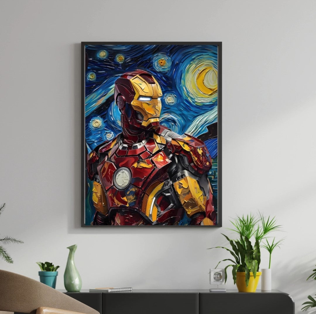 Madskraft "Iron Man" Starry Night Art Poster Mads Kraft