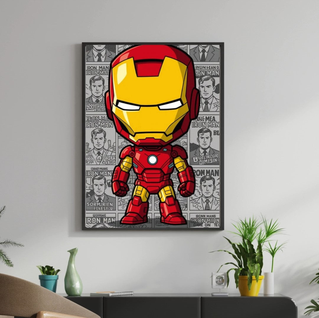 Madskraft Iron Man Chibi Style Poster, Tony Stark Nanotech Suit High-Quality Wall Poster Mads Kraft