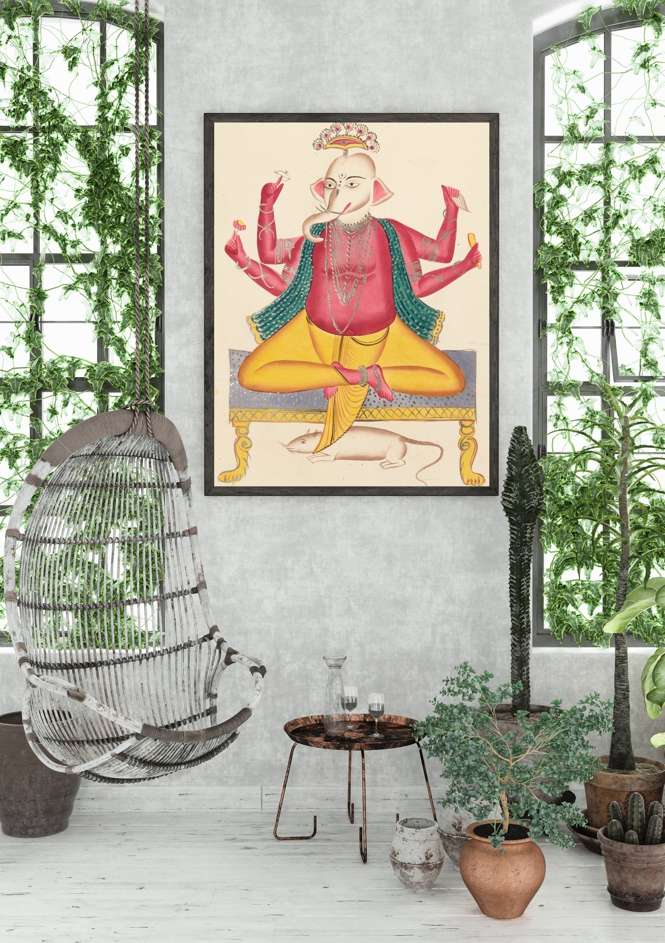 Madskraft "Ganesha Seated on Stool with Rat Mount" – 19th Century Heritage Poster Mads Kraft