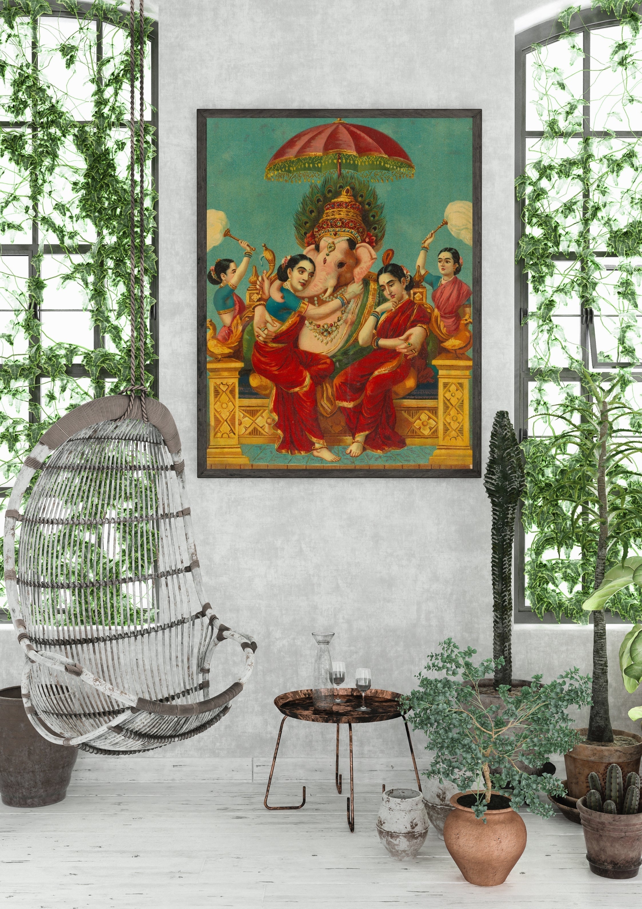 Madskraft "Ganapati with Riddhi & Siddhi" – Divine Prosperity Poster Mads Kraft