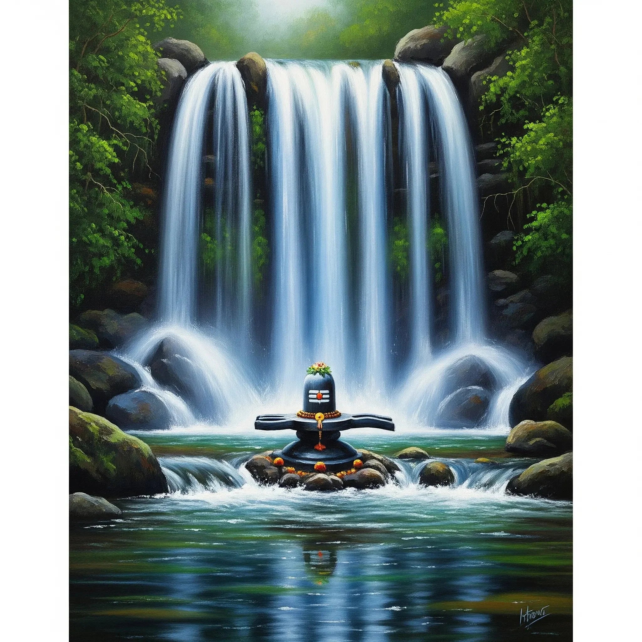 Madskraft "Waterfall Painting Vaastu Shastra Shivalinga" Glossy 300GSM High Qualiy Mads Kraft