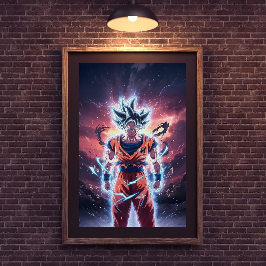 Goku Ultra Instinct – Cosmic Storm Edition Poster Mads Kraft