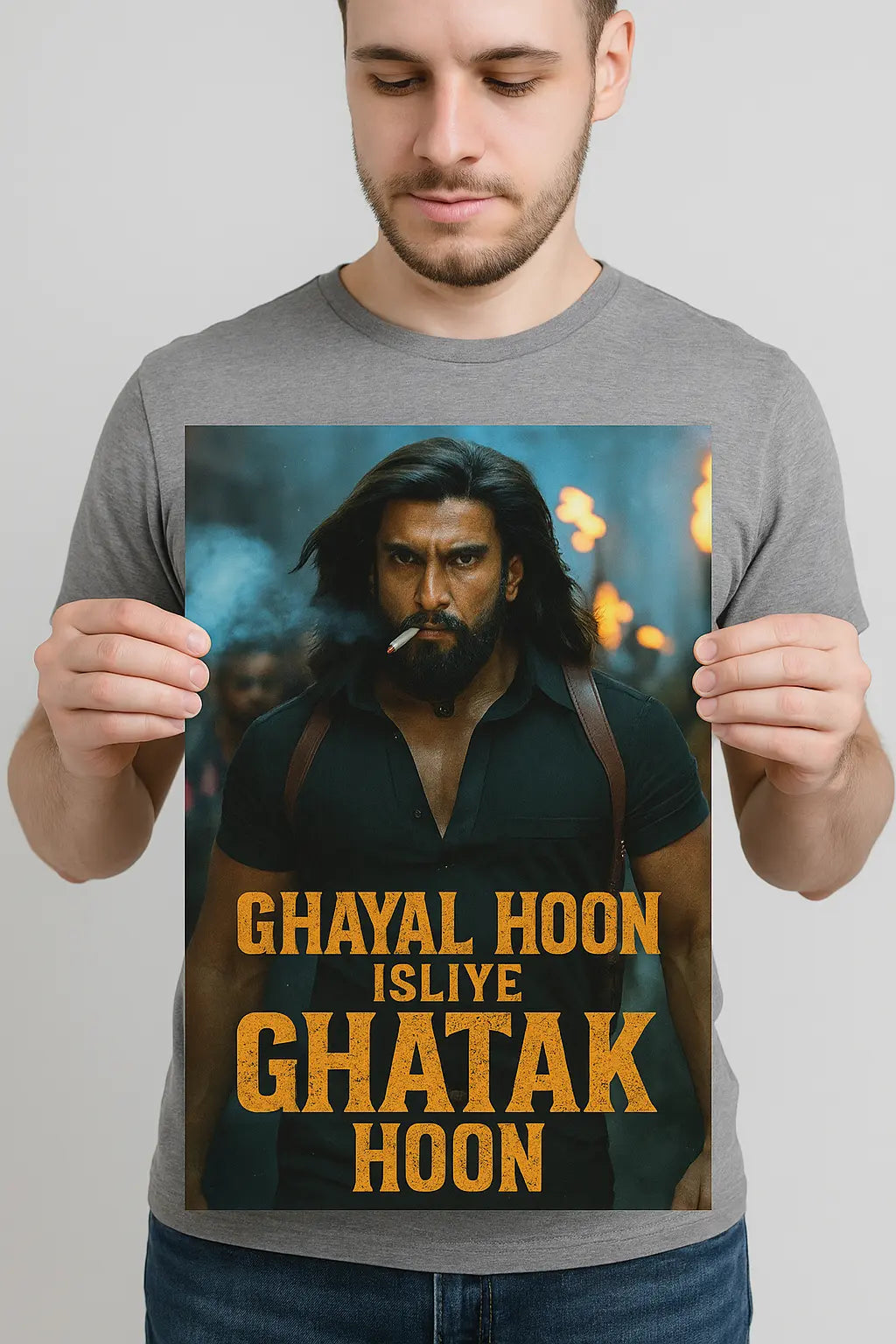Dhurandhar Movie Poster Ranveer Singh " Ghayal Hoon Isliye Ghatak Hoon" 300GSM Mads Kraft